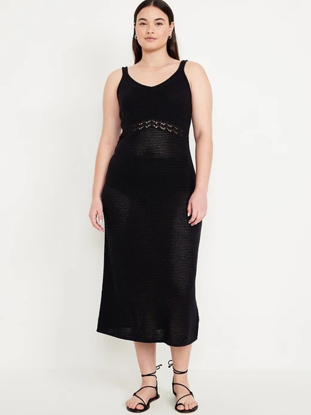 Summery Cotton Knit Midi Dress Swim Cover Sz Large TALL Boho